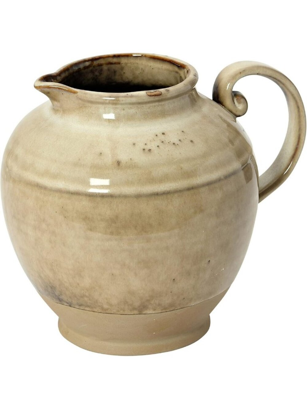 Rustic Stoneware Pitcher with Reactive Glaze - Unique Greige Home Decor Accent